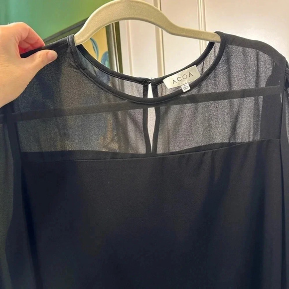 ACOA Sheer Panel Long Sleeve Blouse - Size L - Picture 2 of 4